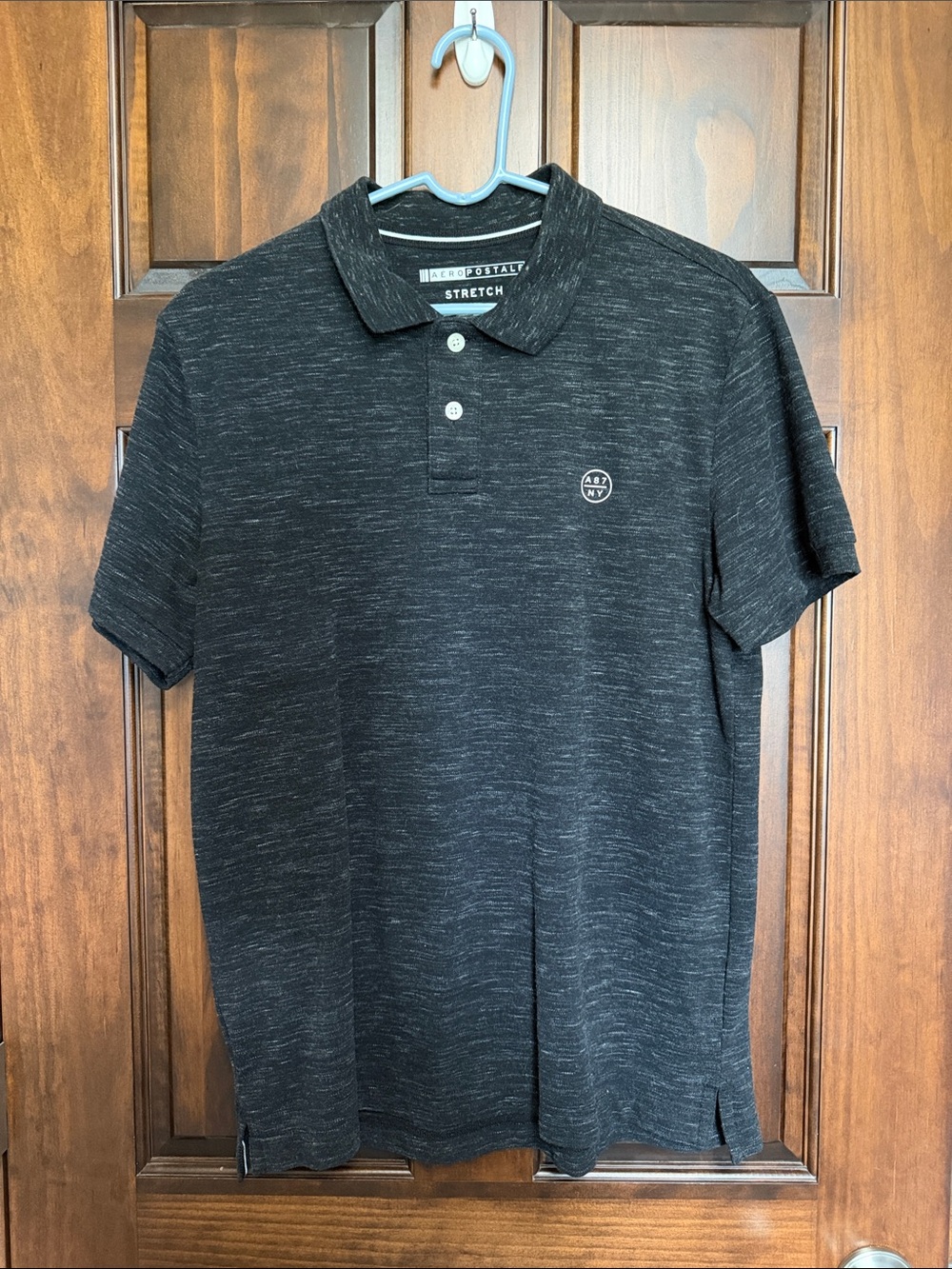Aeropostale Men's Black Heather Stretch Polo Shirt